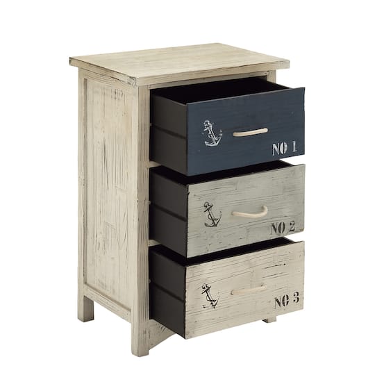 White Wood Coastal Chest, 30" x 19" x 12"